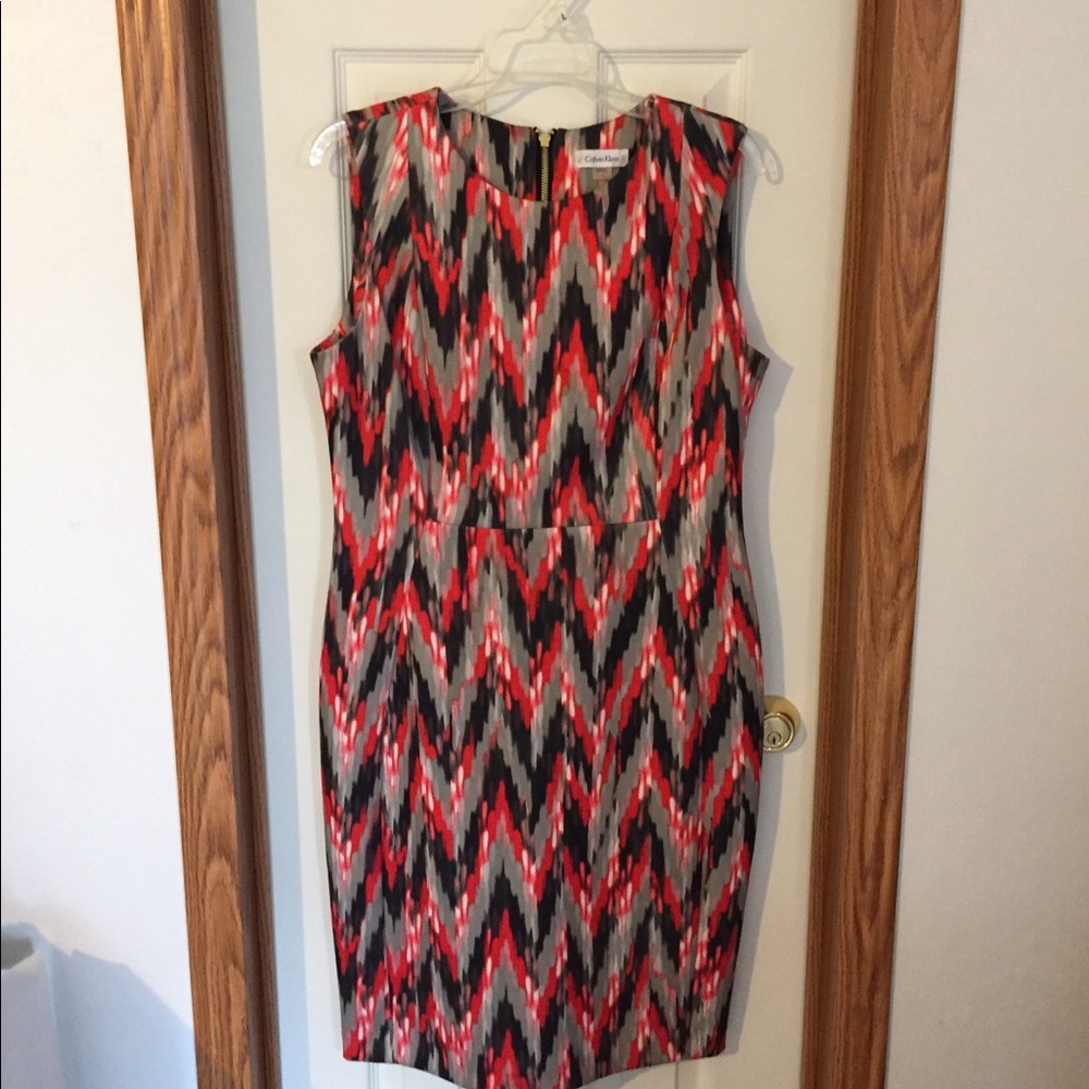 Calvin Klein Red Women's Sheath Printed Dress